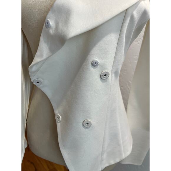 Donna Karan White Draped Collar Asymmetrical Jacket Blazer Women’s Small - Picture 4 of 10